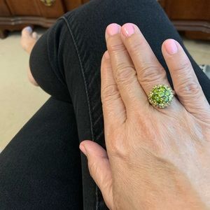 Beautiful Sterling silver green Swarovski dome ring